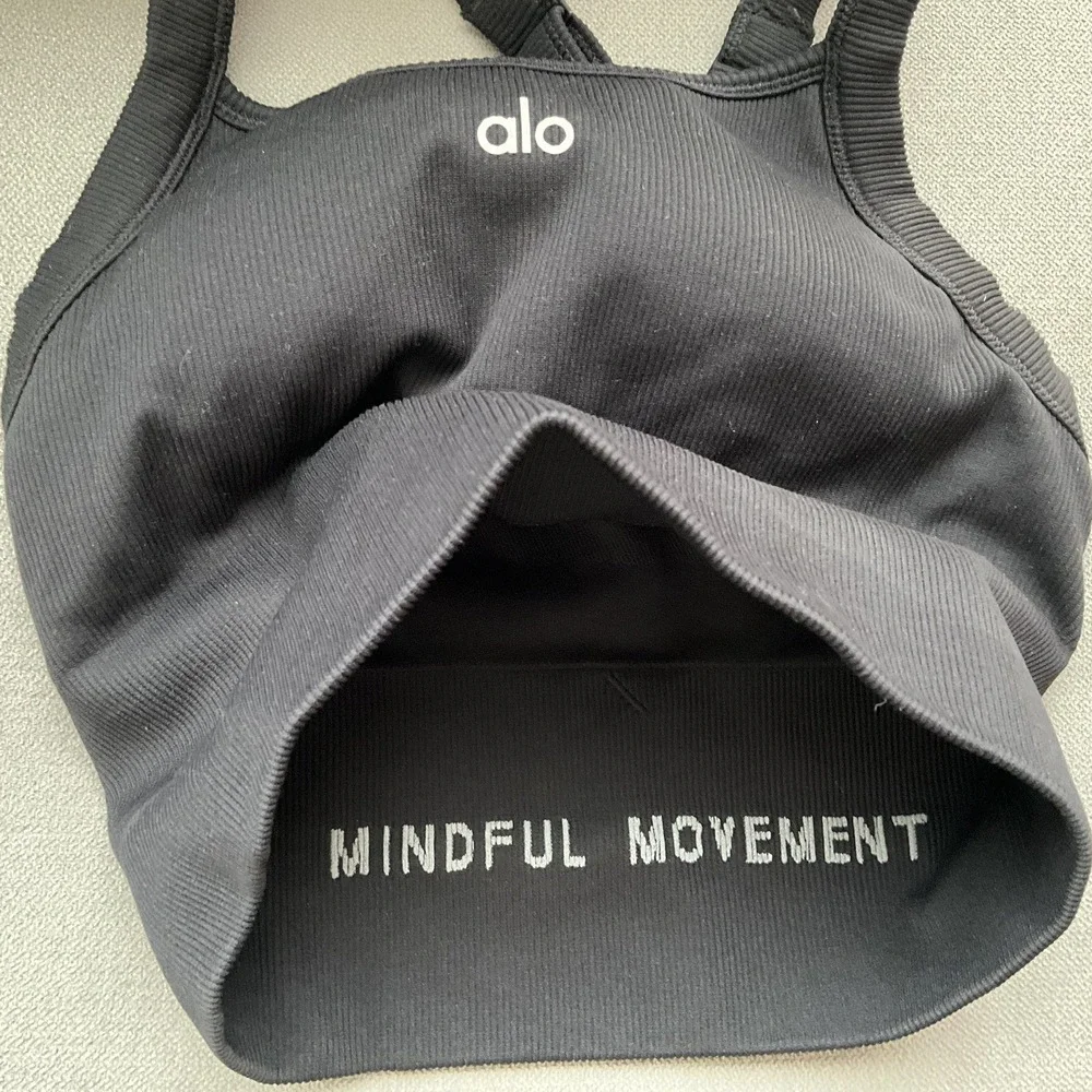 Alo Yoga Seamless Ribbed Favorite Bra Tank Black XXS